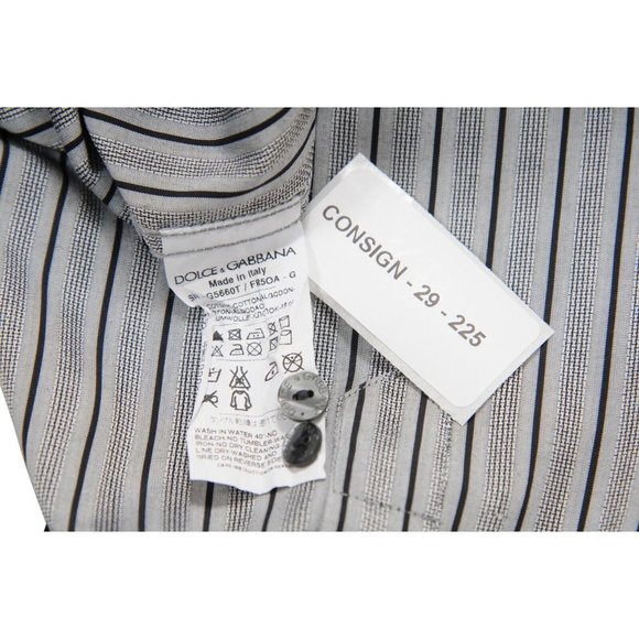Dolce & Gabbana Mens Martini Striped Button Down Shirt Size 17 / 43 Gray Black - Picture 7 of 7